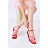 imagePiePieBuy Womens Lace Up Heeled Sandals Square Flip Flop High Heels Strappy Party ShoesRed