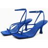 imagePiePieBuy Womens Lace Up Heeled Sandals Square Flip Flop High Heels Strappy Party ShoesRoyal Blue