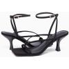 imagePiePieBuy Womens Lace Up Heeled Sandals Square Flip Flop High Heels Strappy Party ShoesSuede Black