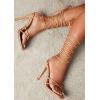 imagePiePieBuy Womens Lace Up Heeled Sandals Square Flip Flop High Heels Strappy Party ShoesTaupe