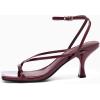 imagePiePieBuy Womens Lace Up Heeled Sandals Square Flip Flop High Heels Strappy Party ShoesWine Red