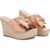 imagePiePieBuy Womens Platform Espadrilles Slip On Wedge Sandals Bow Tie Open Toe Slides ShoesNude