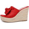 imagePiePieBuy Womens Platform Espadrilles Slip On Wedge Sandals Bow Tie Open Toe Slides ShoesRed