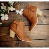 imagePiePieBuy Womens Tie Knot Chelsea Pump Ankle Boots Closed Toe Stacked Heel Booties ShoesBrown