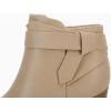 imagePiePieBuy Womens Tie Knot Chelsea Pump Ankle Boots Closed Toe Stacked Heel Booties ShoesCoffee