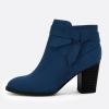 imagePiePieBuy Womens Tie Knot Chelsea Pump Ankle Boots Closed Toe Stacked Heel Booties ShoesDark Blue