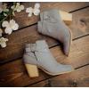 imagePiePieBuy Womens Tie Knot Chelsea Pump Ankle Boots Closed Toe Stacked Heel Booties ShoesGrey