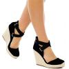 imagePiePieBuy Womens Wedge Espadrille Ankle Strap Closed Cap Toe Platform Heeled SandalsBlack