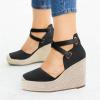 imagePiePieBuy Womens Wedge Espadrille Ankle Strap Closed Cap Toe Platform Heeled SandalsBlack