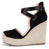 imagePiePieBuy Womens Wedge Espadrille Ankle Strap Closed Cap Toe Platform Heeled SandalsBlack