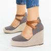 imagePiePieBuy Womens Wedge Espadrille Ankle Strap Closed Cap Toe Platform Heeled SandalsGrey