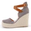 imagePiePieBuy Womens Wedge Espadrille Ankle Strap Closed Cap Toe Platform Heeled SandalsGrey