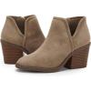 imagePiePieBuy Womens Ankle Boots Chunky Stacked Heel Slip on Shoes Faux Suede Side Zipper Casual Western BootiesKhaki1