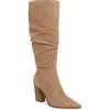 imagePiePieBuy Womens Faux Suede Knee High Boots Pointed Toe High Chunky Heel Side Zipper Party Dress BootiesKhaki
