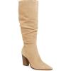 imagePiePieBuy Womens Faux Suede Knee High Boots Pointed Toe High Chunky Heel Side Zipper Party Dress BootiesLight Khaki