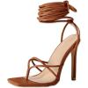 imagePiePieBuy Womens Lace Up Heeled Sandals Square Flip Flop High Heels Strappy Party ShoesBrown