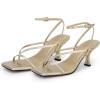 imagePiePieBuy Womens Lace Up Heeled Sandals Square Flip Flop High Heels Strappy Party ShoesGold