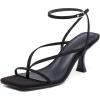 imagePiePieBuy Womens Lace Up Heeled Sandals Square Flip Flop High Heels Strappy Party ShoesSuede Black