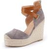 imagePiePieBuy Womens Wedge Espadrille Ankle Strap Closed Cap Toe Platform Heeled SandalsGrey