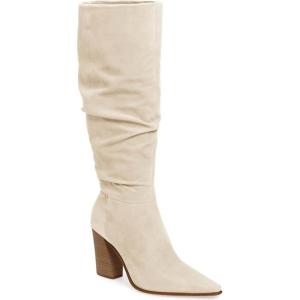 imagePiePieBuy Womens Faux Suede Knee High Boots Pointed Toe High Chunky Heel Side Zipper Party Dress BootiesBeige