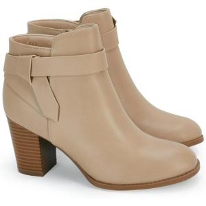 imagePiePieBuy Womens Tie Knot Chelsea Pump Ankle Boots Closed Toe Stacked Heel Booties ShoesCoffee