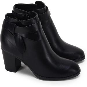 imagePiePieBuy Womens Tie Knot Chelsea Pump Ankle Boots Closed Toe Stacked Heel Booties ShoesCool Black