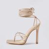 imagePiePieBuy Womens Lace Up Heeled Sandals Square Flip Flop High Heels Strappy Party Shoes