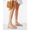 imagePiePieBuy Womens Lace up Square Toes Flat Sandals with Ankle Strap Summer CrissCross Gladiator Shoes1beige