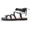 imagePiePieBuy Womens Lace up Square Toes Flat Sandals with Ankle Strap Summer CrissCross Gladiator Shoes1black