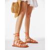 imagePiePieBuy Womens Lace up Square Toes Flat Sandals with Ankle Strap Summer CrissCross Gladiator Shoes1orange
