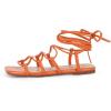 imagePiePieBuy Womens Lace up Square Toes Flat Sandals with Ankle Strap Summer CrissCross Gladiator Shoes1orange