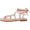 imagePiePieBuy Womens Lace up Square Toes Flat Sandals with Ankle Strap Summer CrissCross Gladiator Shoes1pink