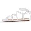 imagePiePieBuy Womens Lace up Square Toes Flat Sandals with Ankle Strap Summer CrissCross Gladiator Shoes1white