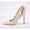 imagePiePieBuy Womens Pointed Toe High Heels Ankle Strap DOrsay Pumps Shoes Bow Wedding Bowtie Back Dress SandalsBeige