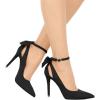 imagePiePieBuy Womens Pointed Toe High Heels Ankle Strap DOrsay Pumps Shoes Bow Wedding Bowtie Back Dress SandalsBlack