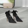 imagePiePieBuy Womens Pointed Toe High Heels Ankle Strap DOrsay Pumps Shoes Bow Wedding Bowtie Back Dress SandalsBlack