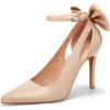 imagePiePieBuy Womens Pointed Toe High Heels Ankle Strap DOrsay Pumps Shoes Bow Wedding Bowtie Back Dress SandalsCamelpu