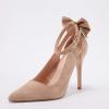imagePiePieBuy Womens Pointed Toe High Heels Ankle Strap DOrsay Pumps Shoes Bow Wedding Bowtie Back Dress SandalsKhaki