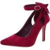 imagePiePieBuy Womens Pointed Toe High Heels Ankle Strap DOrsay Pumps Shoes Bow Wedding Bowtie Back Dress SandalsWine Red
