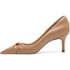 imagePiePieBuy Womens Pointed Toe Pumps Twist Knot Stiletto Mid Heel Faux Leather Dress ShoesKhaki