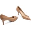 imagePiePieBuy Womens Pointed Toe Pumps Twist Knot Stiletto Mid Heel Faux Leather Dress ShoesKhaki