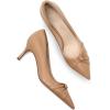 imagePiePieBuy Womens Pointed Toe Pumps Twist Knot Stiletto Mid Heel Faux Leather Dress ShoesKhaki