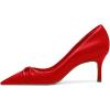 imagePiePieBuy Womens Pointed Toe Pumps Twist Knot Stiletto Mid Heel Faux Leather Dress ShoesRed