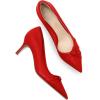 imagePiePieBuy Womens Pointed Toe Pumps Twist Knot Stiletto Mid Heel Faux Leather Dress ShoesRed