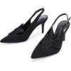 imagePiePieBuy Womens Pointed Toe Slingback Pumps Mid Heel Bow Stilettos Sandals Faux Suede Wedding Party Dress ShoesBlack