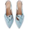 imagePiePieBuy Womens Pointed Toe Slingback Pumps Mid Heel Bow Stilettos Sandals Faux Suede Wedding Party Dress ShoesBlue