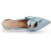 imagePiePieBuy Womens Pointed Toe Slingback Pumps Mid Heel Bow Stilettos Sandals Faux Suede Wedding Party Dress ShoesBlue