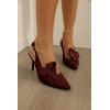 imagePiePieBuy Womens Pointed Toe Slingback Pumps Mid Heel Bow Stilettos Sandals Faux Suede Wedding Party Dress ShoesDark Brown