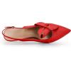 imagePiePieBuy Womens Pointed Toe Slingback Pumps Mid Heel Bow Stilettos Sandals Faux Suede Wedding Party Dress ShoesRed