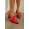 imagePiePieBuy Womens Pointed Toe Slingback Pumps Mid Heel Bow Stilettos Sandals Faux Suede Wedding Party Dress ShoesRed